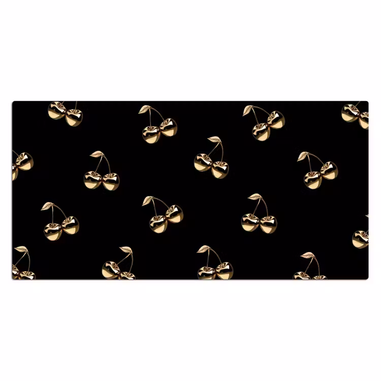 Patroon - Kersen - Goud - Chrome Muismat XXL klein -3d_leeg
