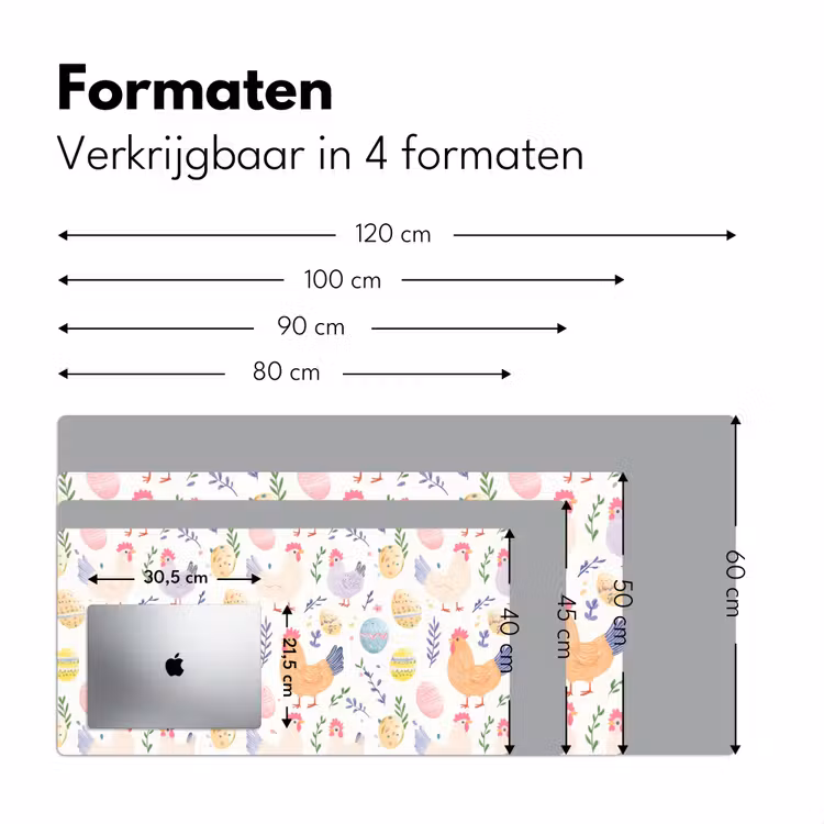 Patroon - Kip - Paaseieren Muismat XXL klein -sfeer5