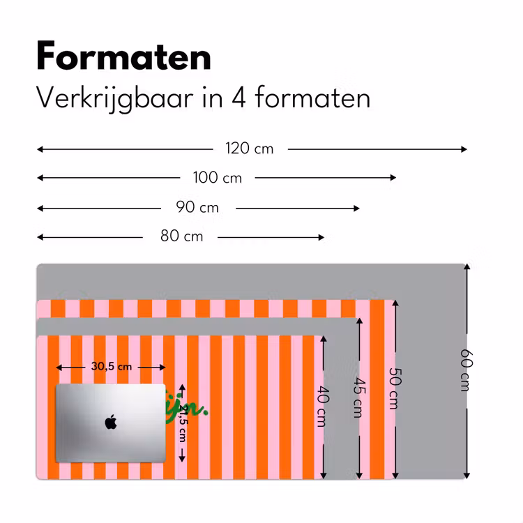 Patroon - Oranje - Fijn - Strepen Muismat XXL klein -sfeer5