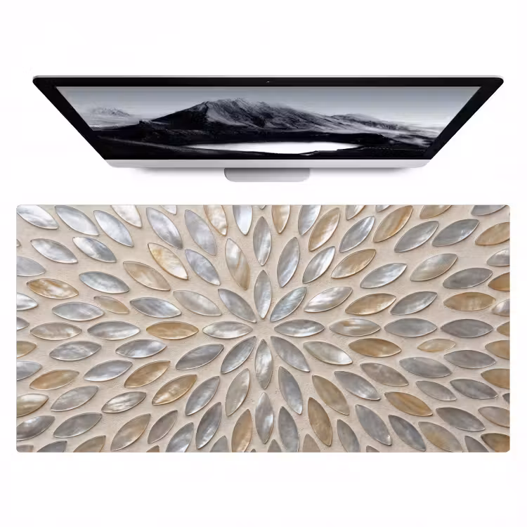 Patroon - Ovaal - Glanzend - Abstract - Beige Muismat XXL klein -zzz3d