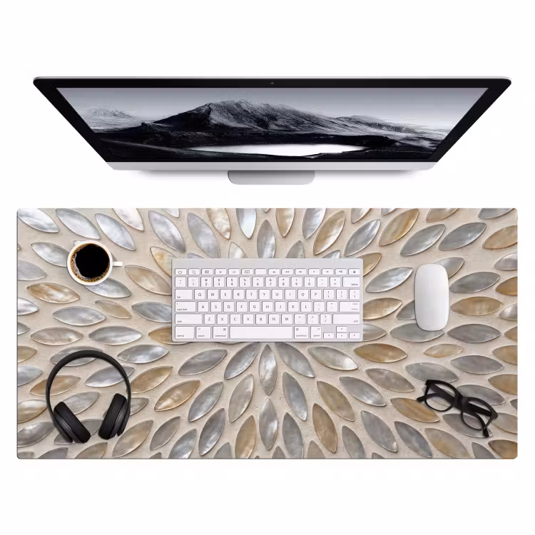 Patroon - Ovaal - Glanzend - Abstract - Beige Muismat XXL klein -3d