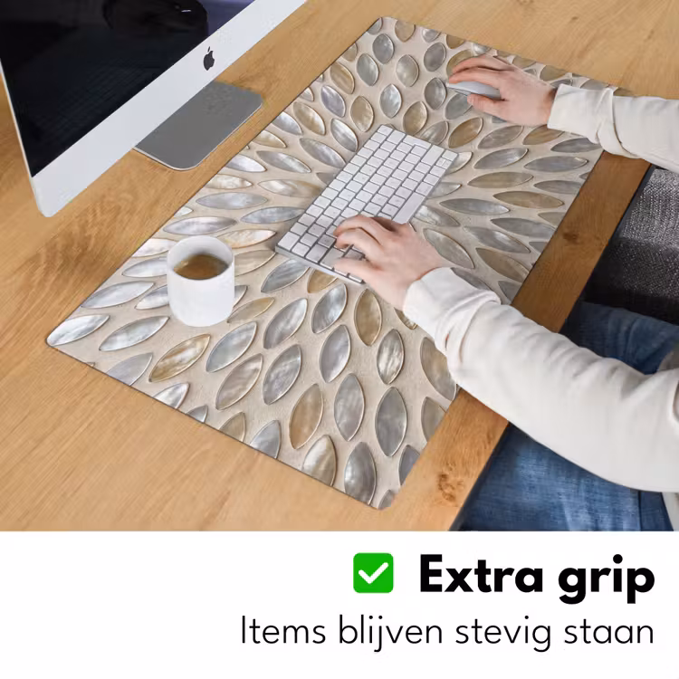 Patroon - Ovaal - Glanzend - Abstract - Beige Muismat XXL klein -sfeer3