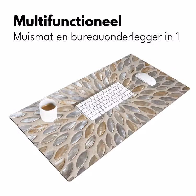 Patroon - Ovaal - Glanzend - Abstract - Beige Muismat XXL klein -sfeer4