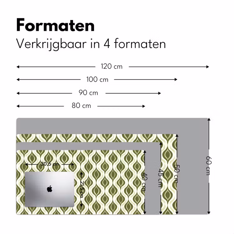 Patroon - Retro - Groen Muismat XXL klein 681 -sfeer5