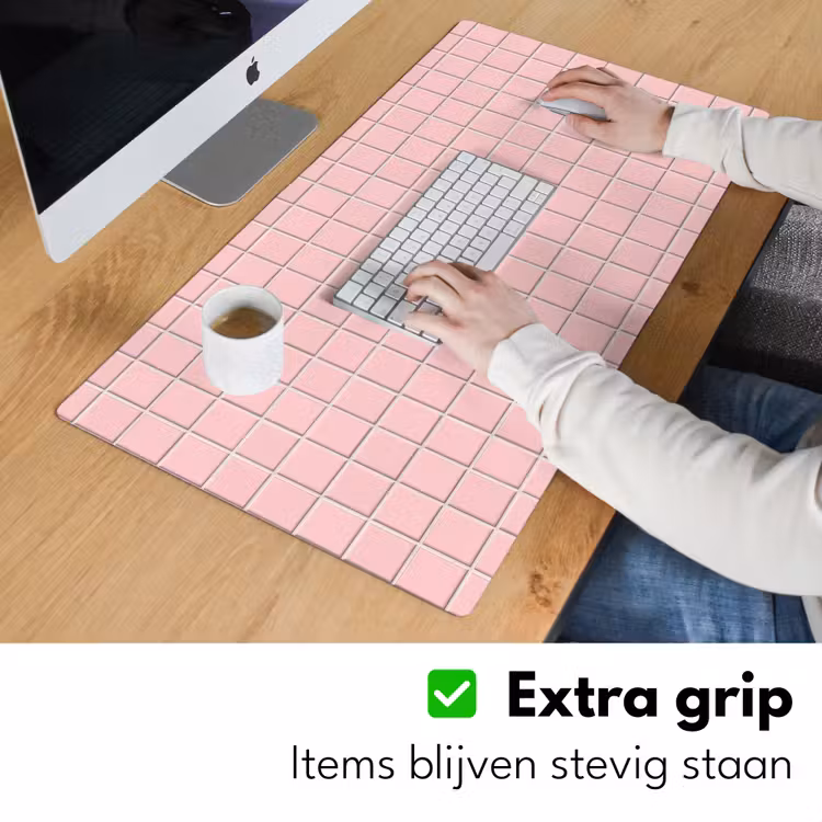 Patroon - Tegel - Pastelroze Muismat XXL klein 681 -sfeer3
