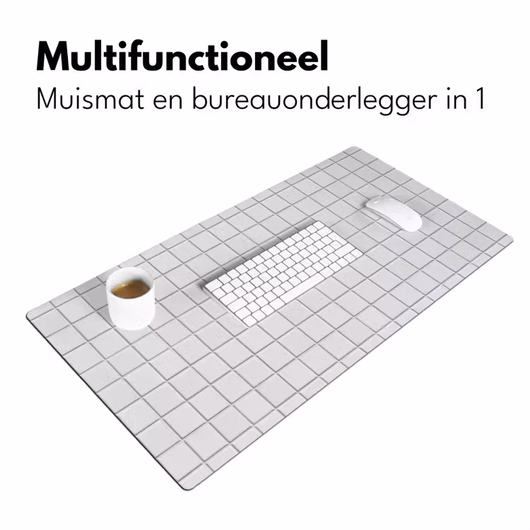 Patroon - Tegels - Grijs - Wit Muismat XXL klein 681 -sfeer4