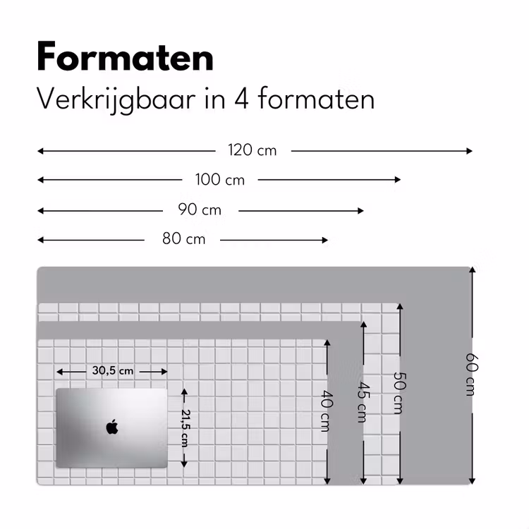 Patroon - Tegels - Grijs - Wit Muismat XXL klein 681 -sfeer5