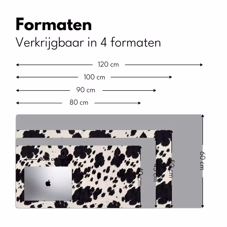 Patroon - Vacht - Zwart - Wit Muismat XXL klein -sfeer5