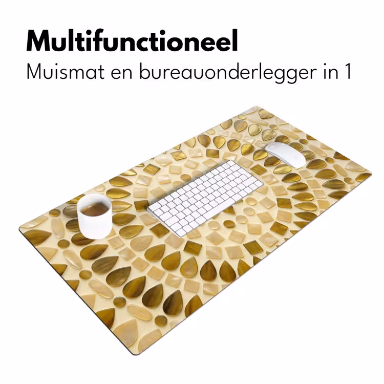 Patroon - Vormen - Mozaïek - Abstract - Goud Muismat XXL klein -sfeer4
