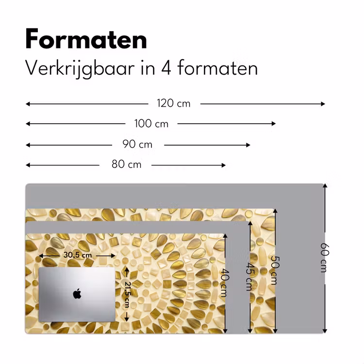 Patroon - Vormen - Mozaïek - Abstract - Goud Muismat XXL klein -sfeer5