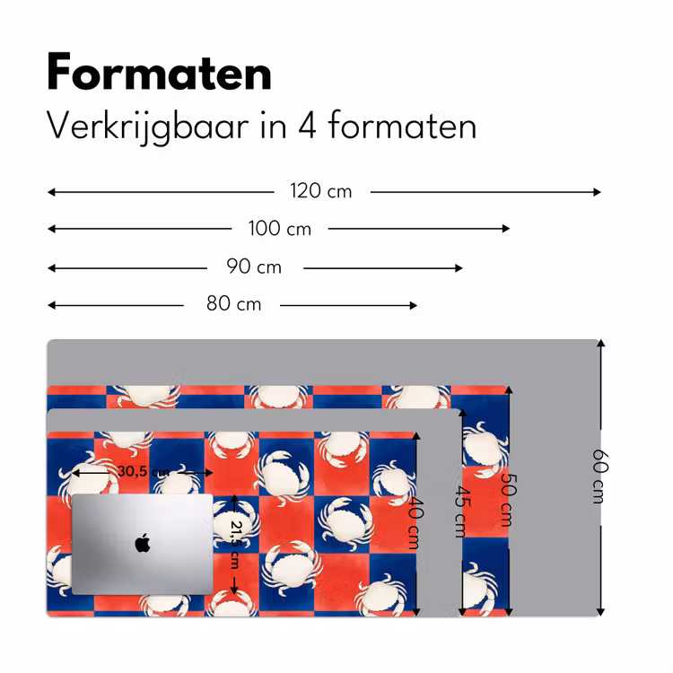 Patroon - Zeeleven - Rood - Blauw - Abstract Muismat XXL klein -sfeer5