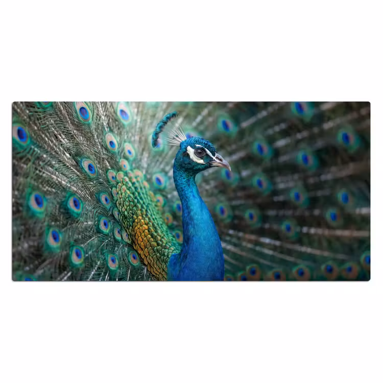 Pauw - Veren - Blauw Muismat XXL klein -3d_leeg