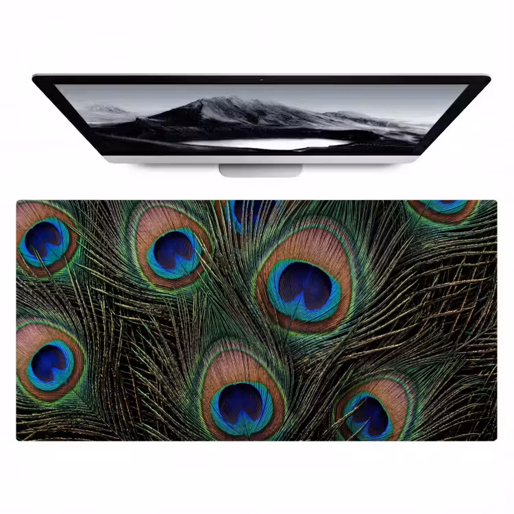 Pauwenveren - Klassiek - Groen Muismat XXL klein -zzz3d