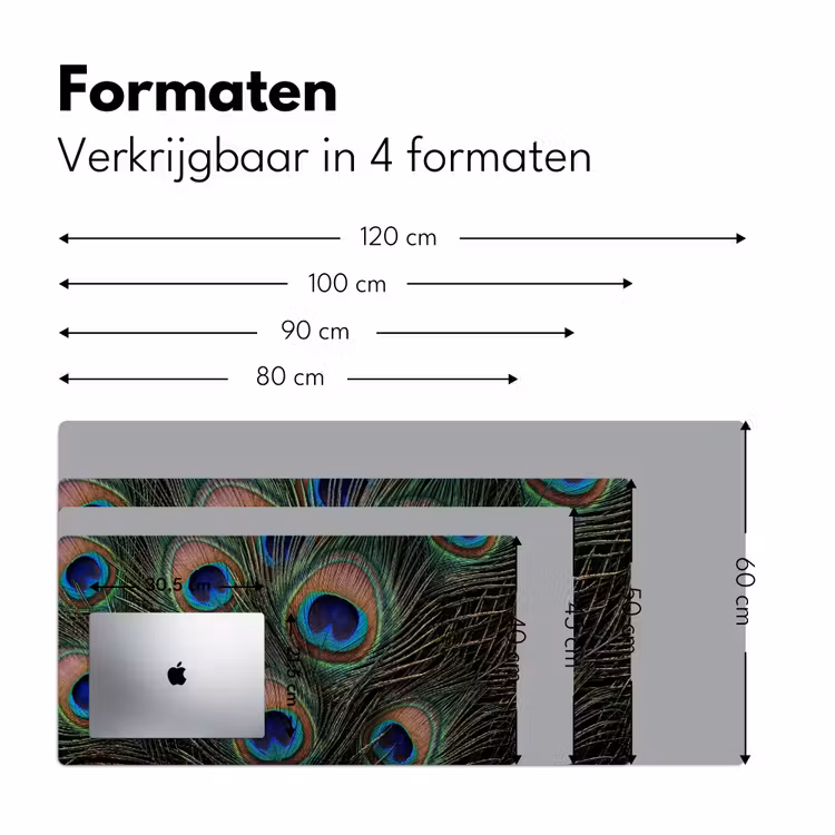 Pauwenveren - Klassiek - Groen Muismat XXL klein -sfeer5