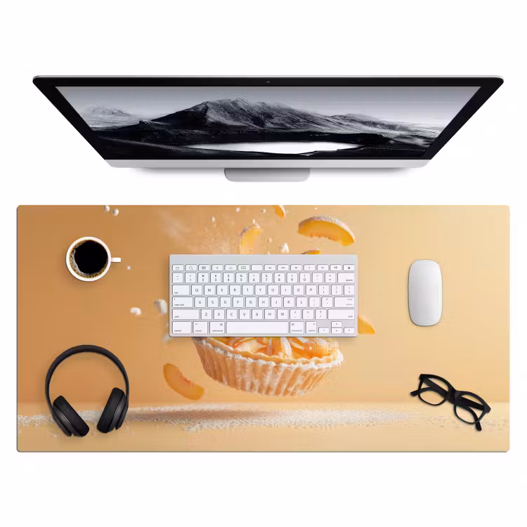 Peach - Eten - Taart - Oranje Muismat XXL klein -3d