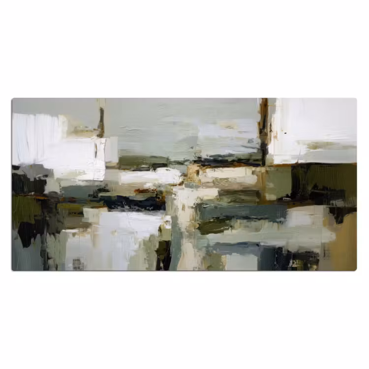 Penseelstreken - Groen - Abstract - Japandi Muismat XXL klein -3d_leeg