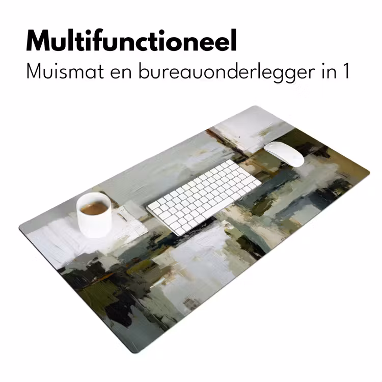 Penseelstreken - Groen - Abstract - Japandi Muismat XXL klein -sfeer4