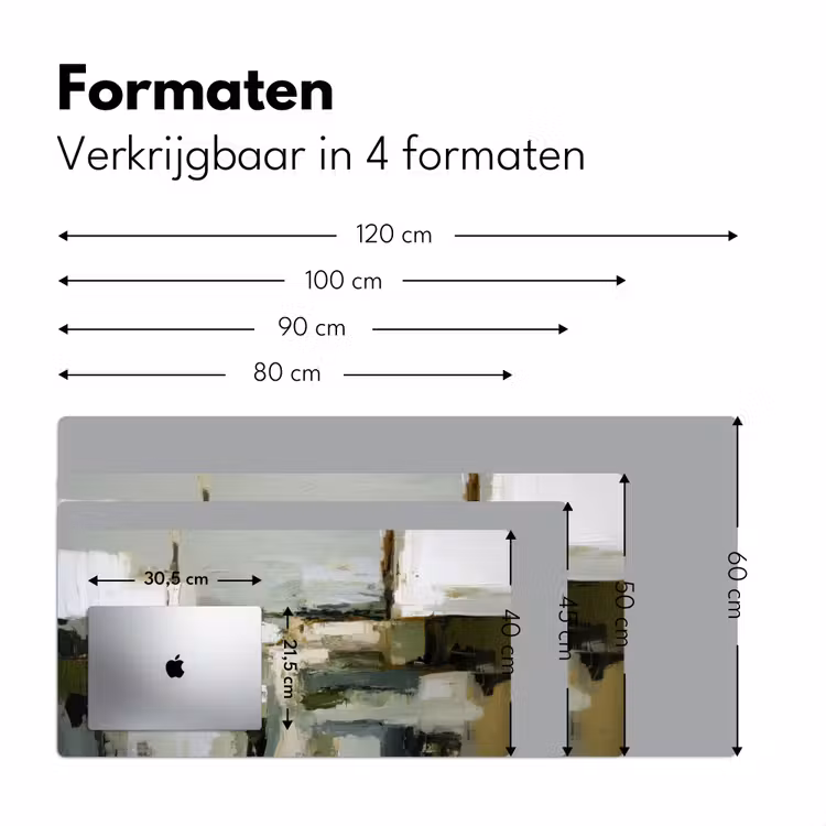 Penseelstreken - Groen - Abstract - Japandi Muismat XXL klein -sfeer5
