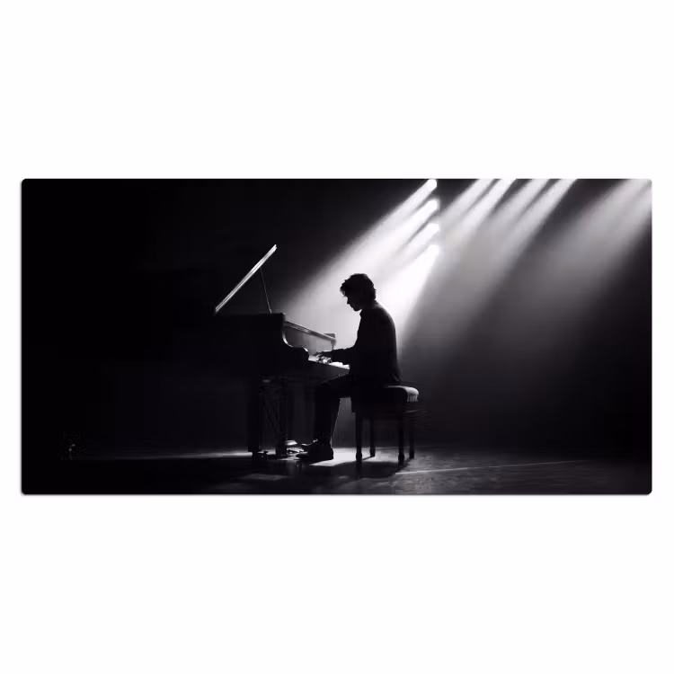 Persoon - Piano - Muziek - Zwart-wit - Podium Muismat XXL klein -3d_leeg