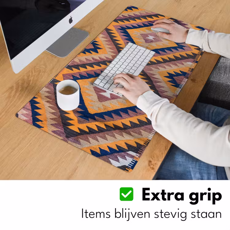 Perzisch Tapijt - Patronen - Oranje Muismat XXL klein -sfeer3
