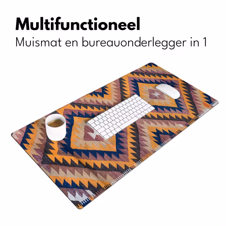 Perzisch Tapijt - Patronen - Oranje Muismat XXL klein -sfeer4