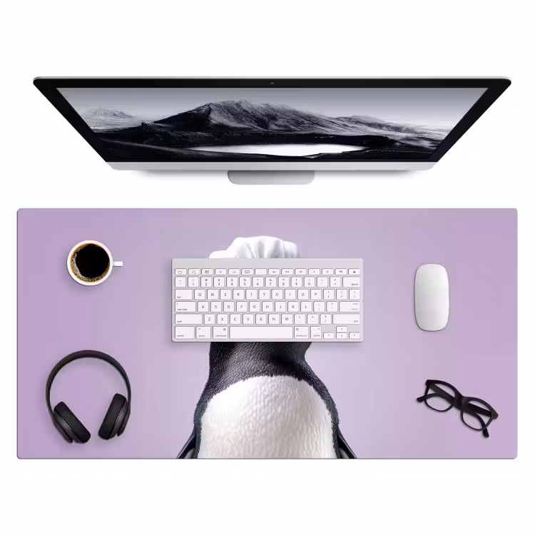 Pinguïn - Koksmuts - Lief - Paars Muismat XXL klein -3d
