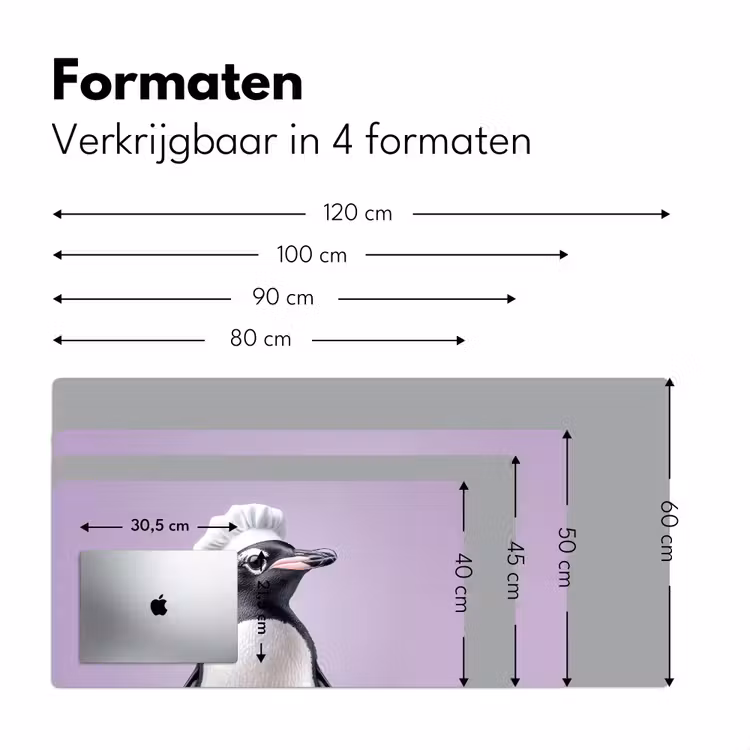 Pinguïn - Koksmuts - Lief - Paars Muismat XXL klein -sfeer5