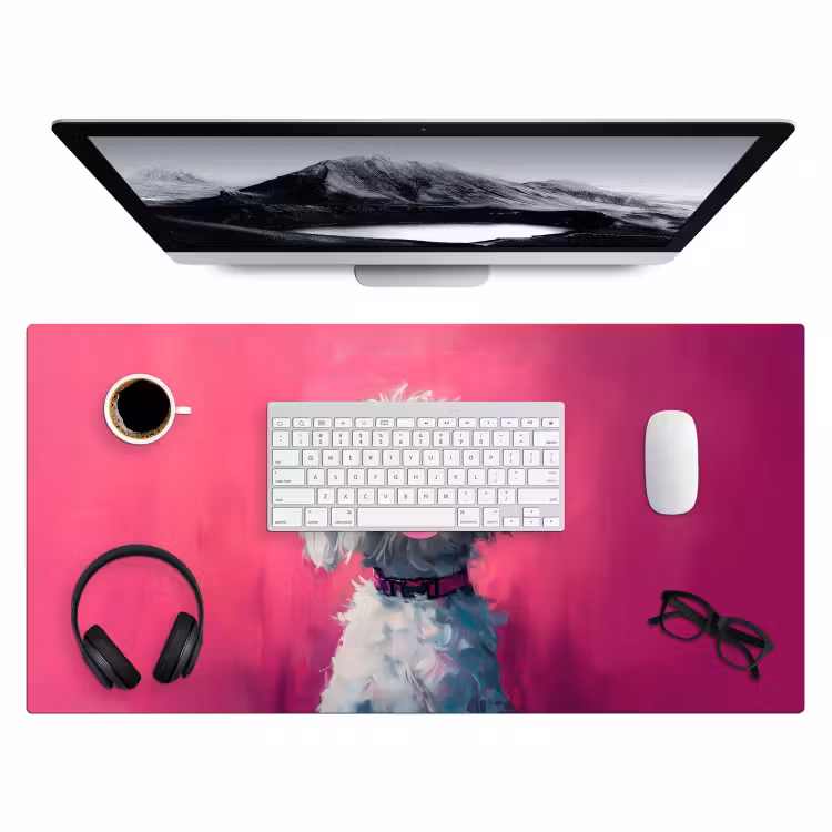 Pink - Hond - Bubbel Muismat XXL klein -3d