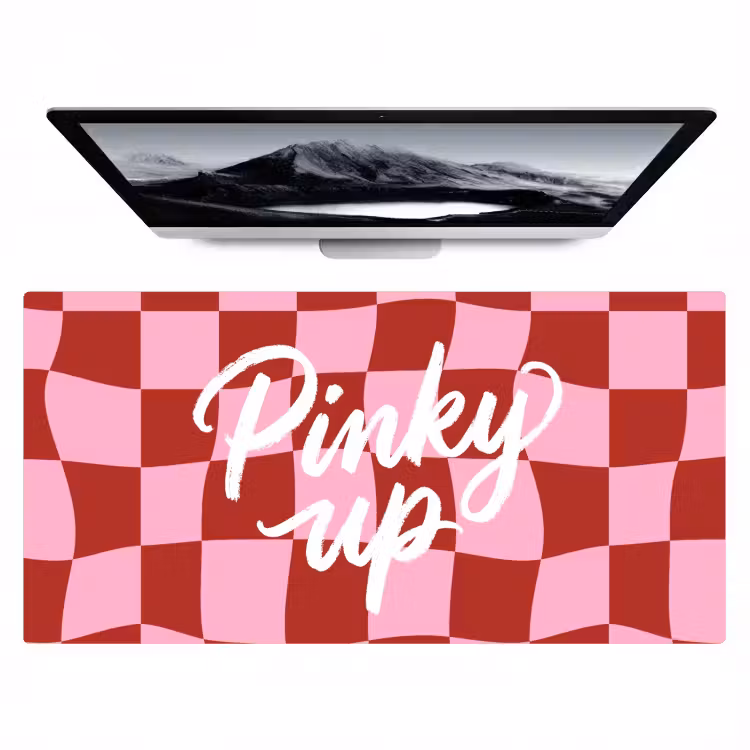 Pinky up - Geblokt - Bordeauxrood Muismat XXL klein -zzz3d