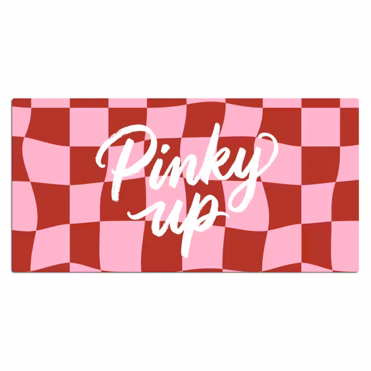 Pinky up - Geblokt - Bordeauxrood Muismat XXL klein -3d_leeg