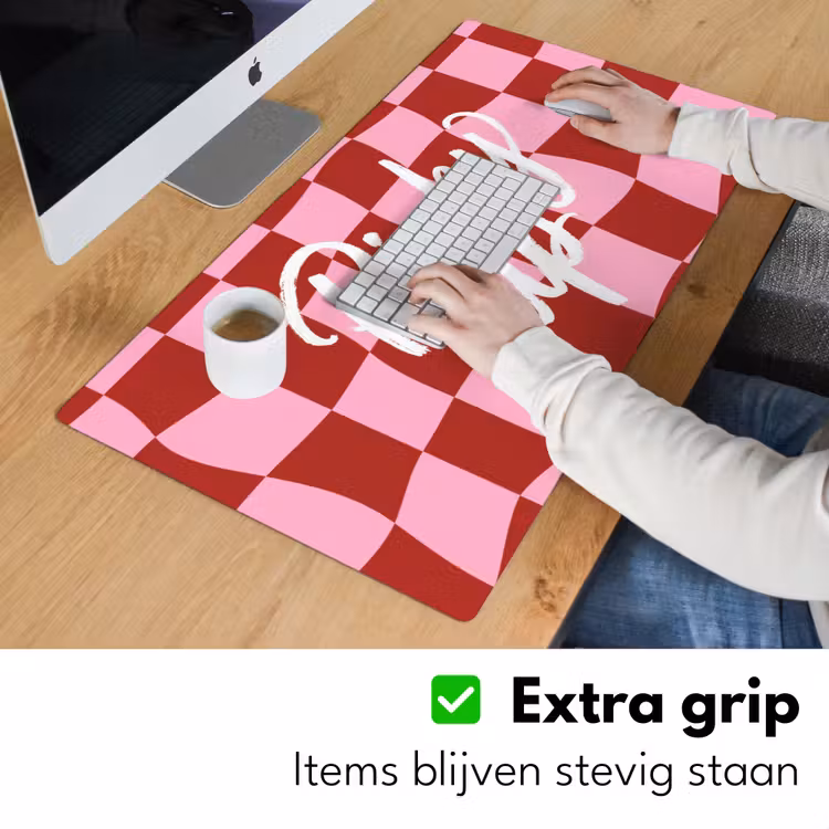 Pinky up - Geblokt - Bordeauxrood Muismat XXL klein -sfeer3