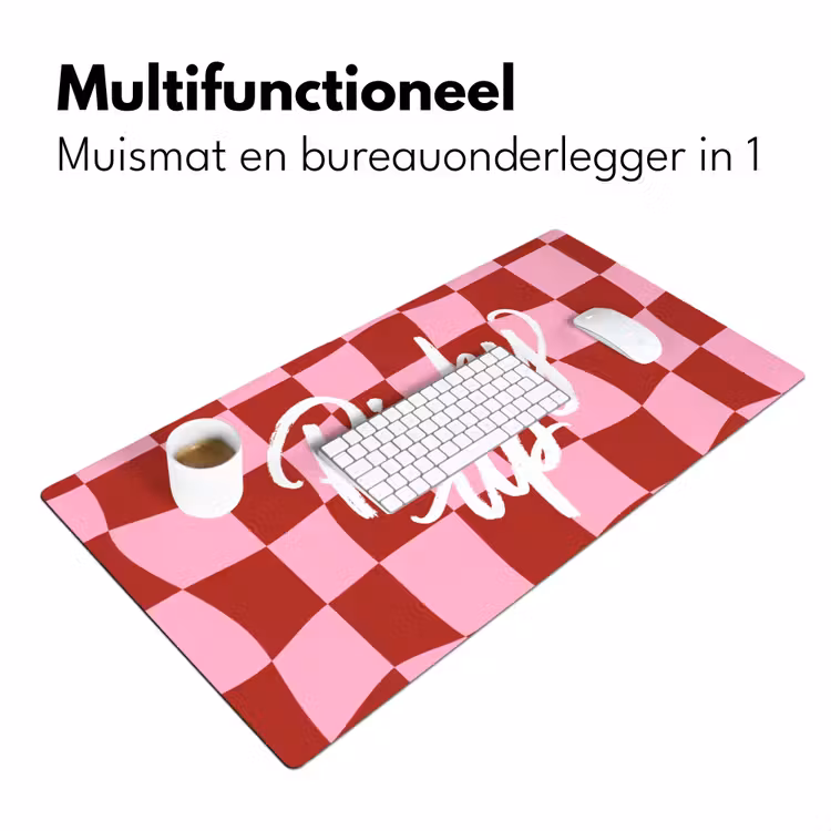 Pinky up - Geblokt - Bordeauxrood Muismat XXL klein -sfeer4