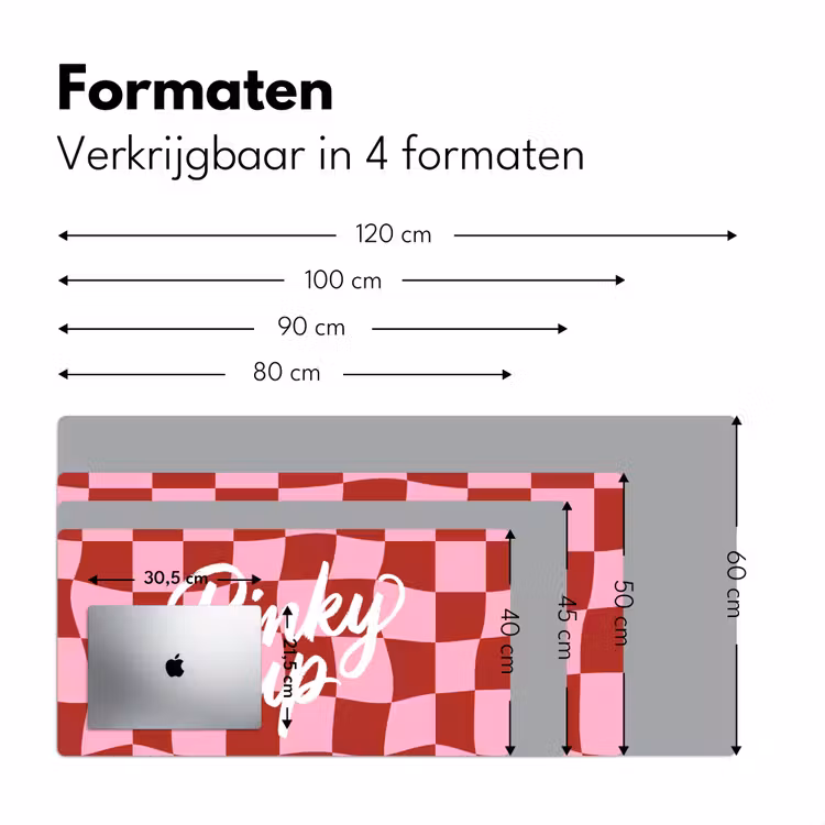 Pinky up - Geblokt - Bordeauxrood Muismat XXL klein -sfeer5