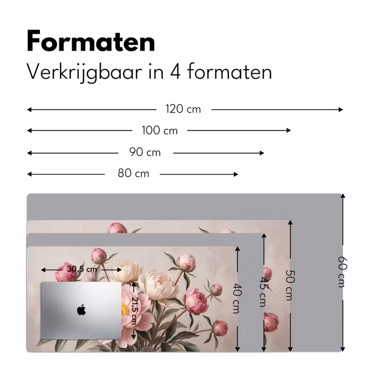 Pioenrozen - Boeket - Roze Muismat XXL klein -sfeer5