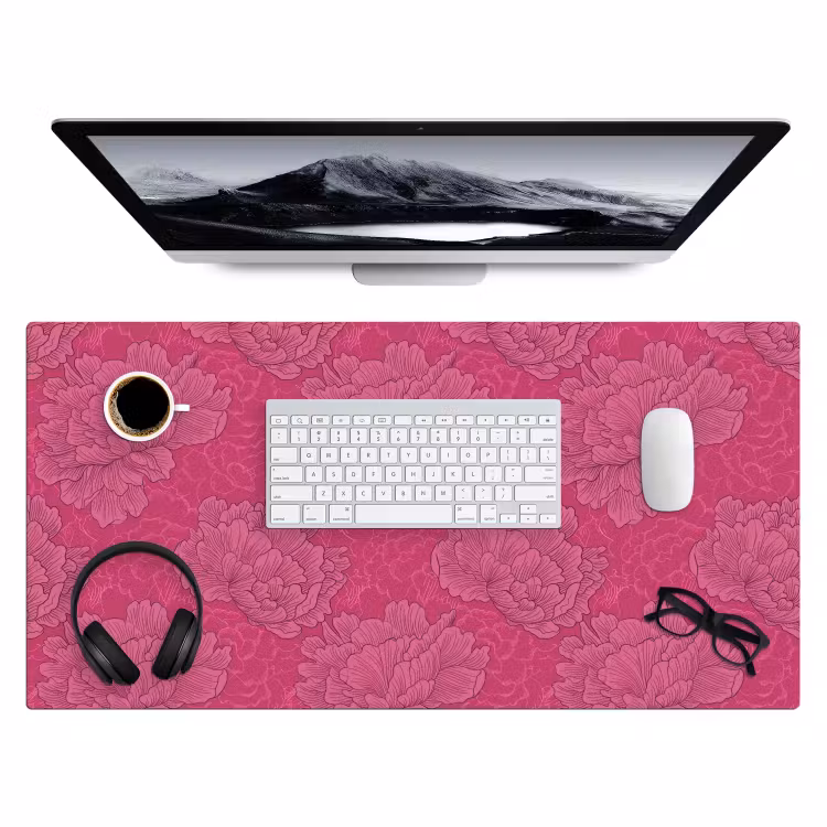 Pioenrozen - Energiek - Roze Muismat XXL klein 681 -3d