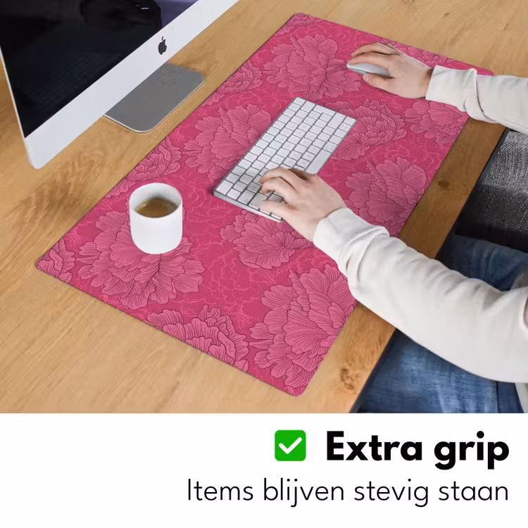 Pioenrozen - Energiek - Roze Muismat XXL klein 681 -sfeer3