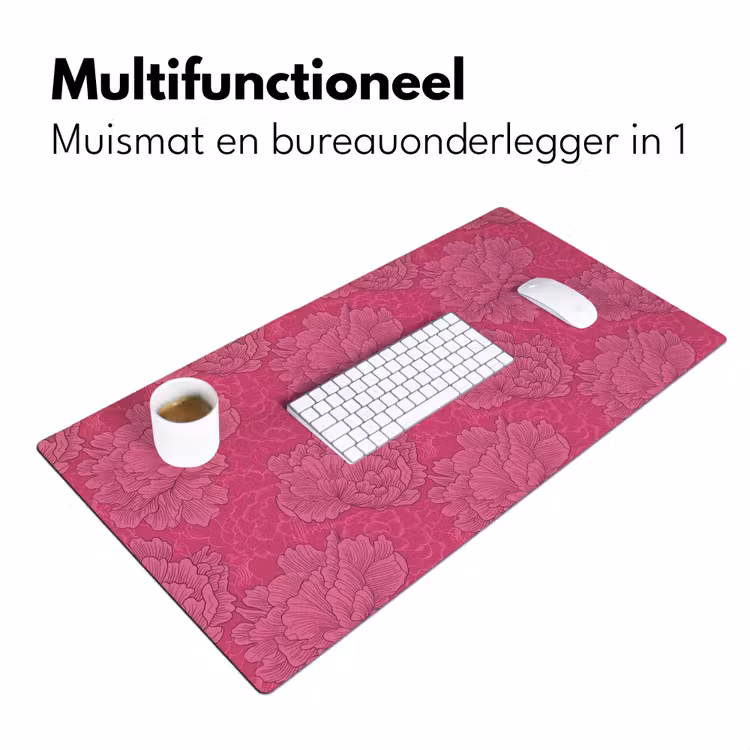 Pioenrozen - Energiek - Roze Muismat XXL klein 681 -sfeer4