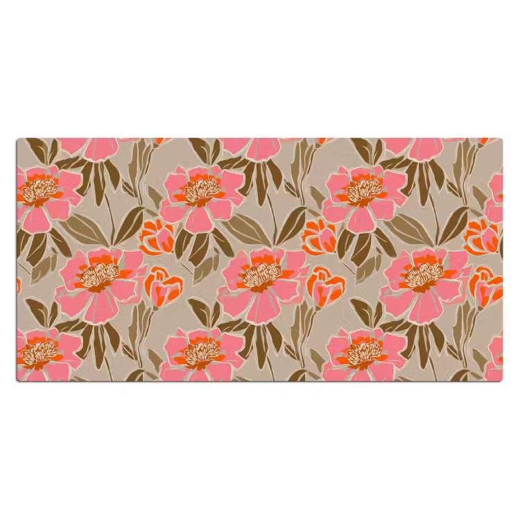 Pioenrozen - Patroon - Roze Muismat XXL klein 681 -3d_leeg