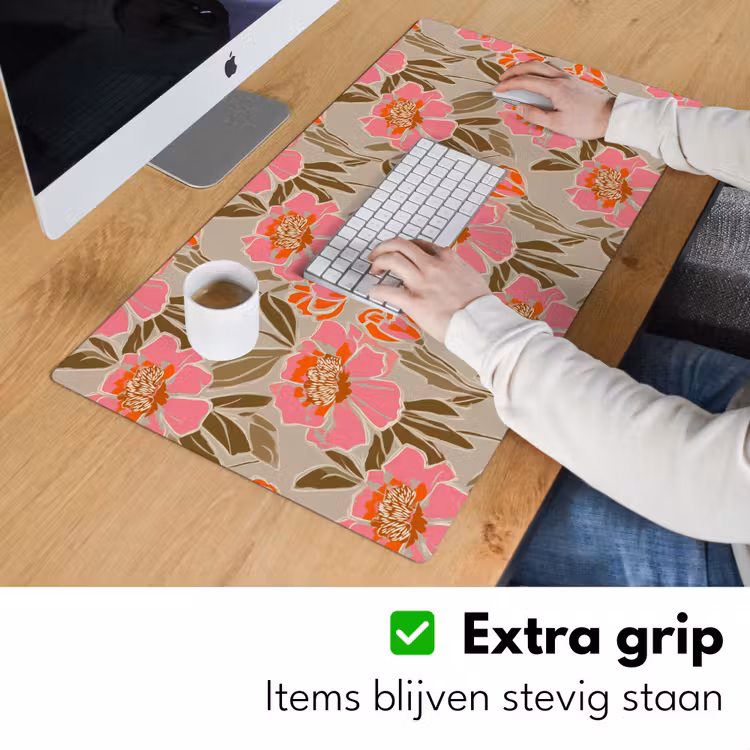 Pioenrozen - Patroon - Roze Muismat XXL klein 681 -sfeer3