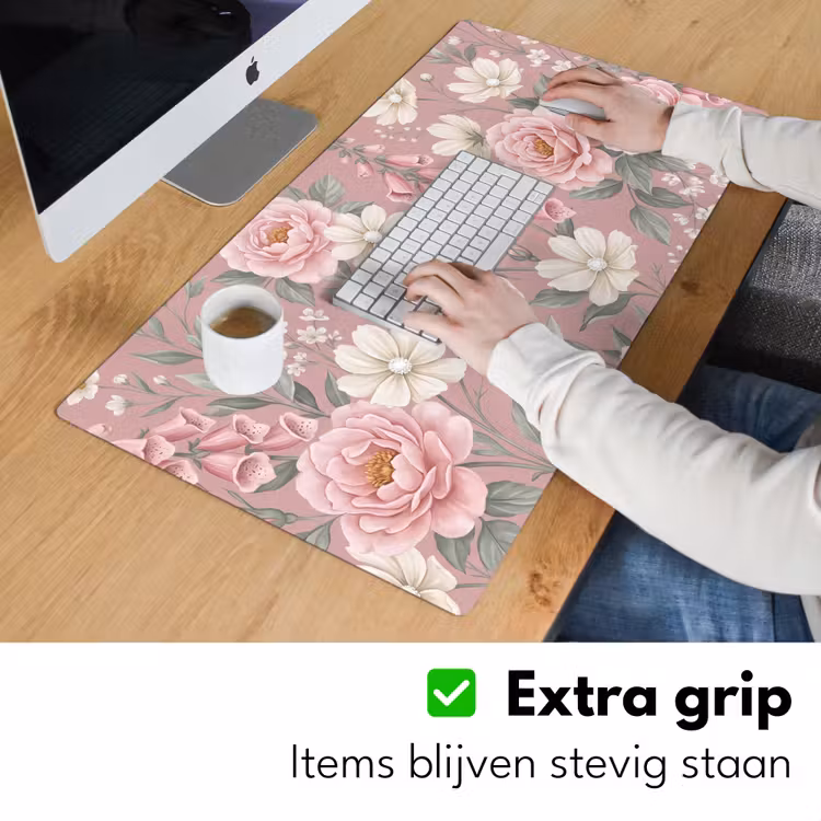 Pioenrozen - Vingerhoedskruid - Pink Muismat XXL klein -sfeer3