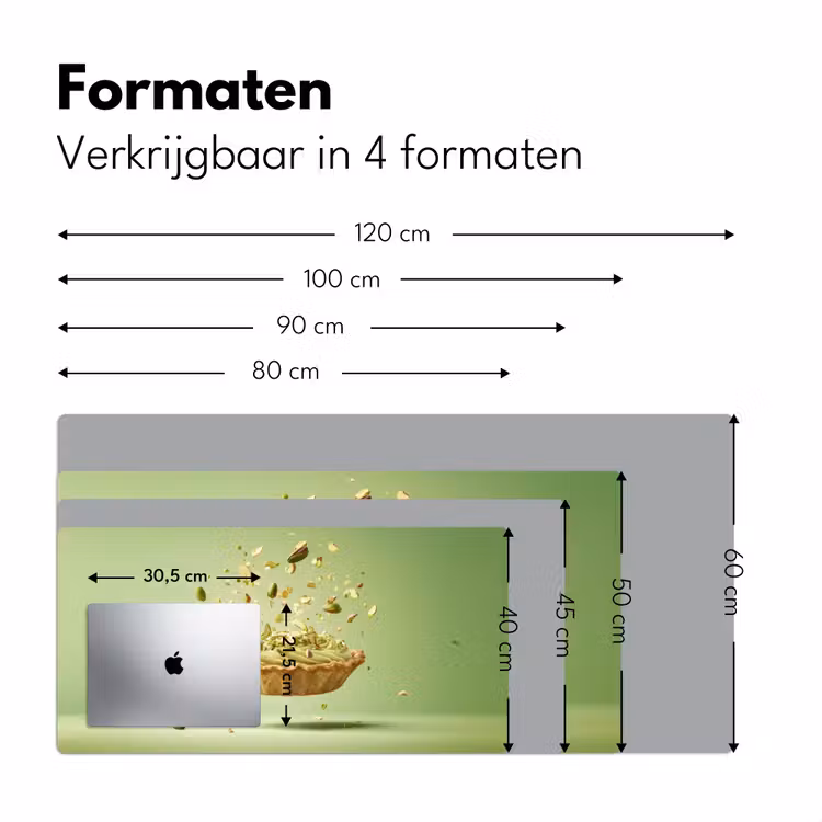 Pistache - Taart - Noten - Eten Muismat XXL klein -sfeer5