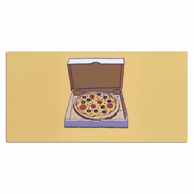 Pizza - Doos - Salami - Illustratie Muismat XXL klein -3d_leeg