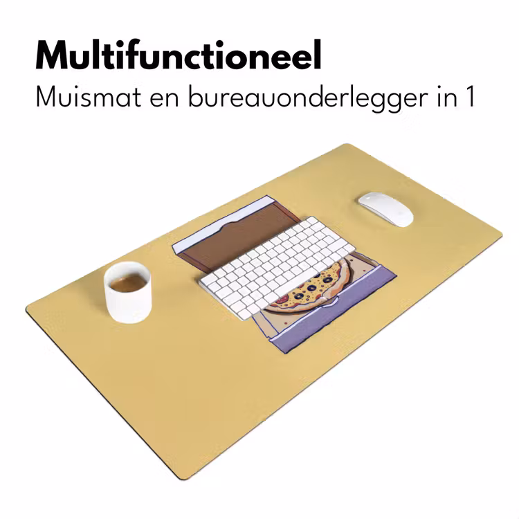 Pizza - Doos - Salami - Illustratie Muismat XXL klein -sfeer4