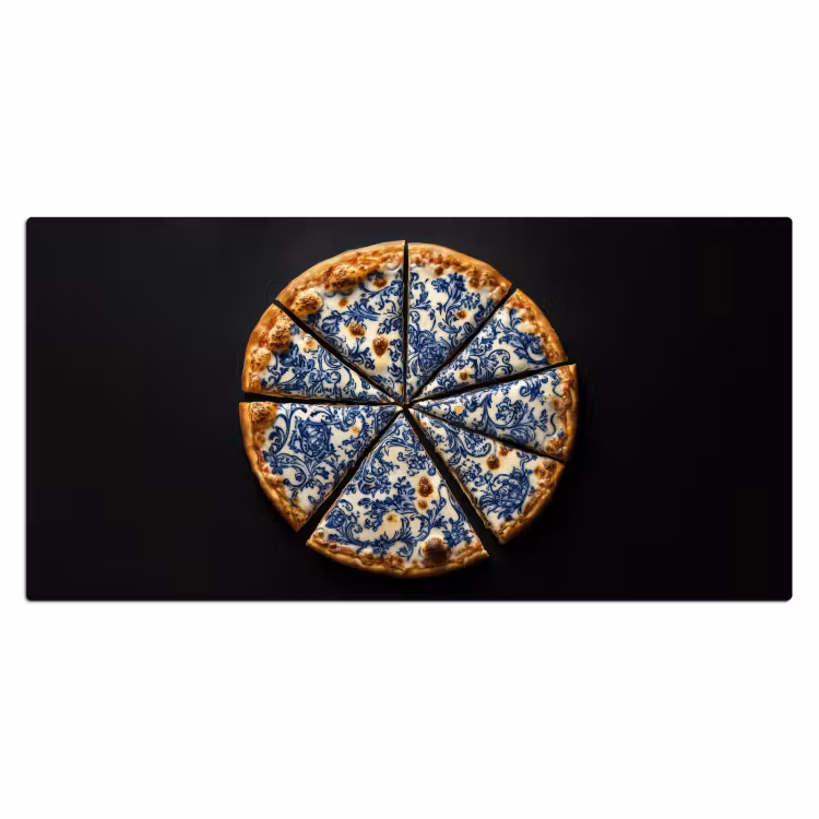 Pizza - Eten - Delftsblauw Muismat XXL klein -3d_leeg