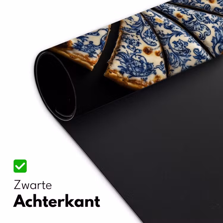 Pizza - Eten - Delftsblauw Muismat XXL klein -sfeer2
