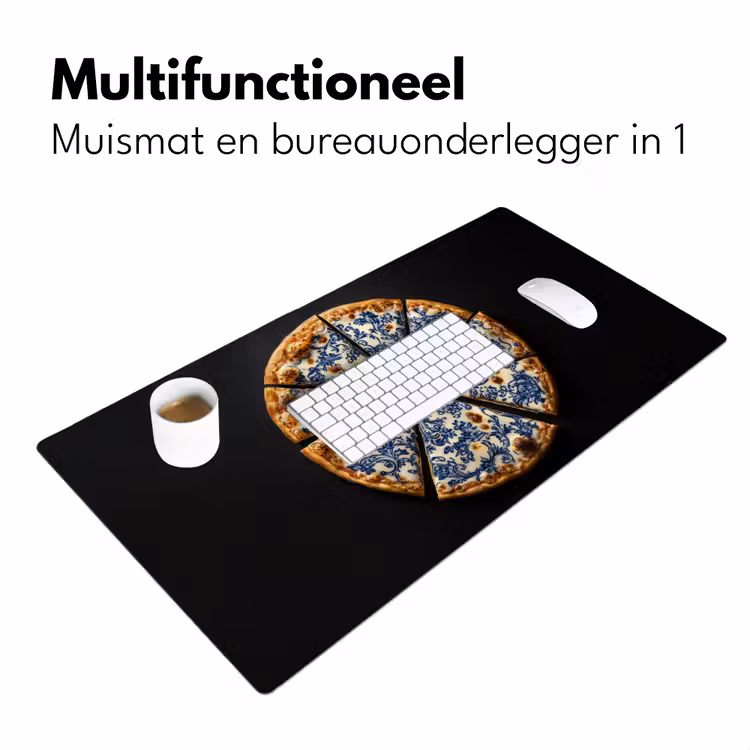 Pizza - Eten - Delftsblauw Muismat XXL klein -sfeer4