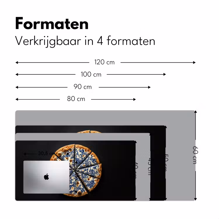 Pizza - Eten - Delftsblauw Muismat XXL klein -sfeer5