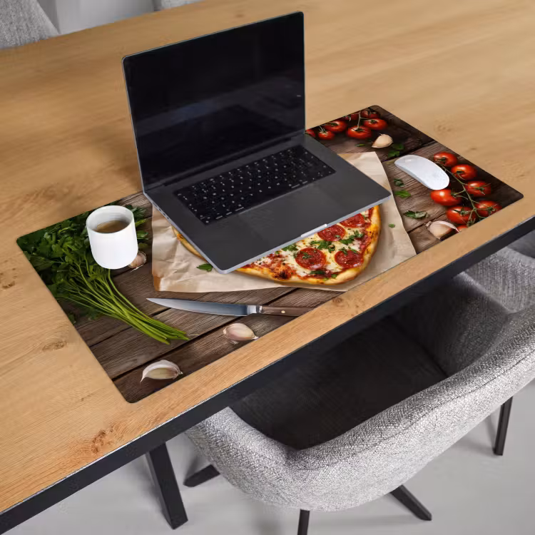 Pizza - Hart - Pepperoni - Tomaat Muismat XXL klein -sfeer1