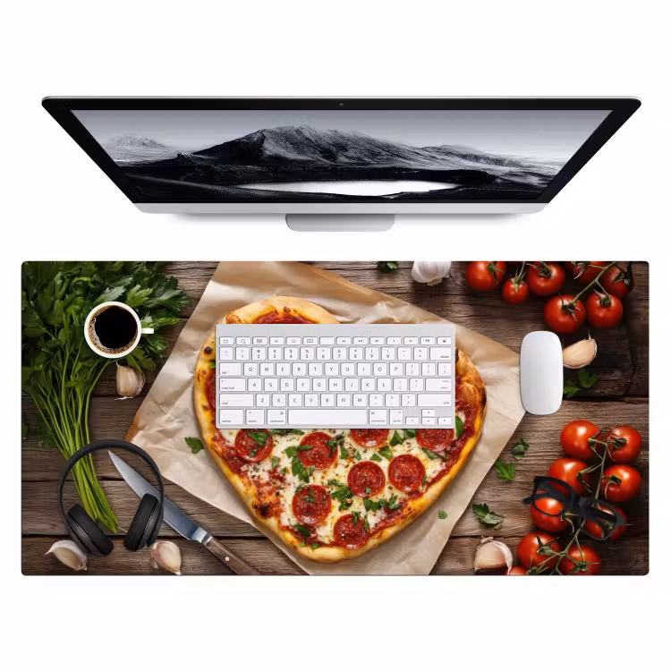 Pizza - Hart - Pepperoni - Tomaat Muismat XXL klein -3d