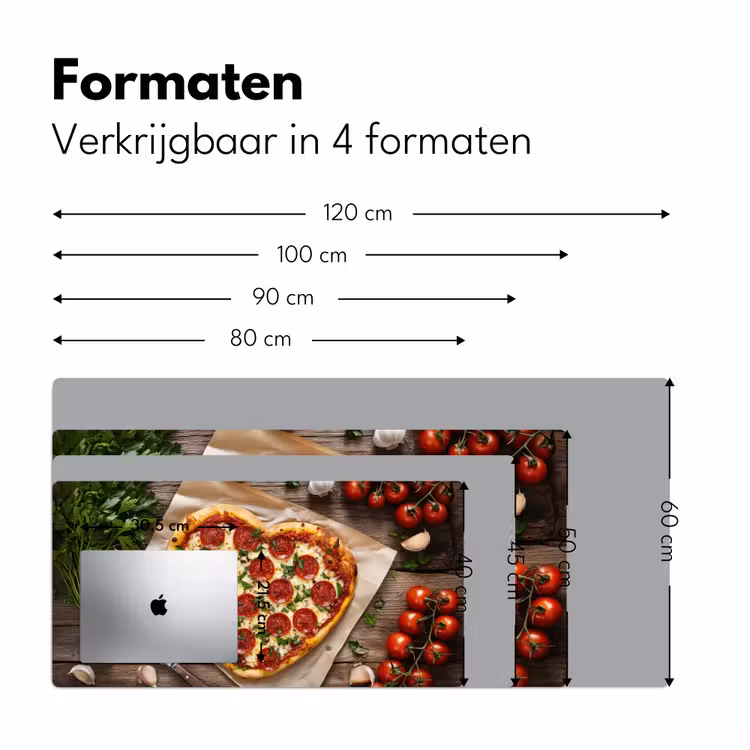 Pizza - Hart - Pepperoni - Tomaat Muismat XXL klein -sfeer5